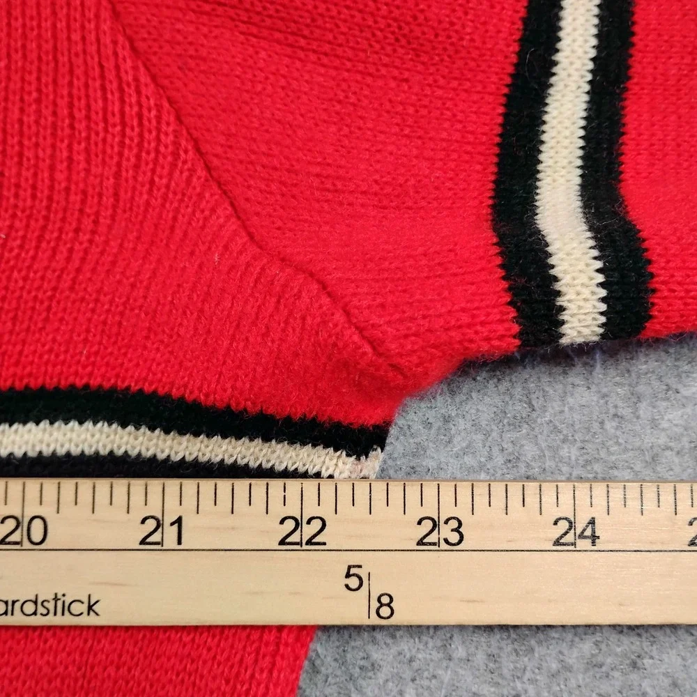 Eisbar Vintage Ski Sweater Mens L Red 100% Wool Stripe Crewneck West Germany 80s